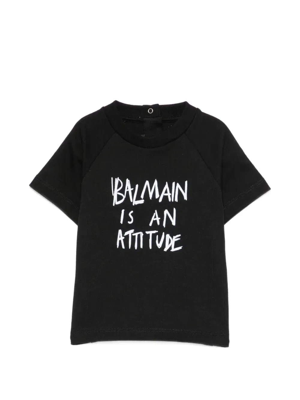 Футболка реглан с принтом-слоганом Balmain Kids, черный