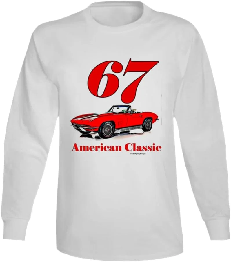 Мужская футболка с длинным рукавом с принтом American Classic 67 Vette Roadster, White