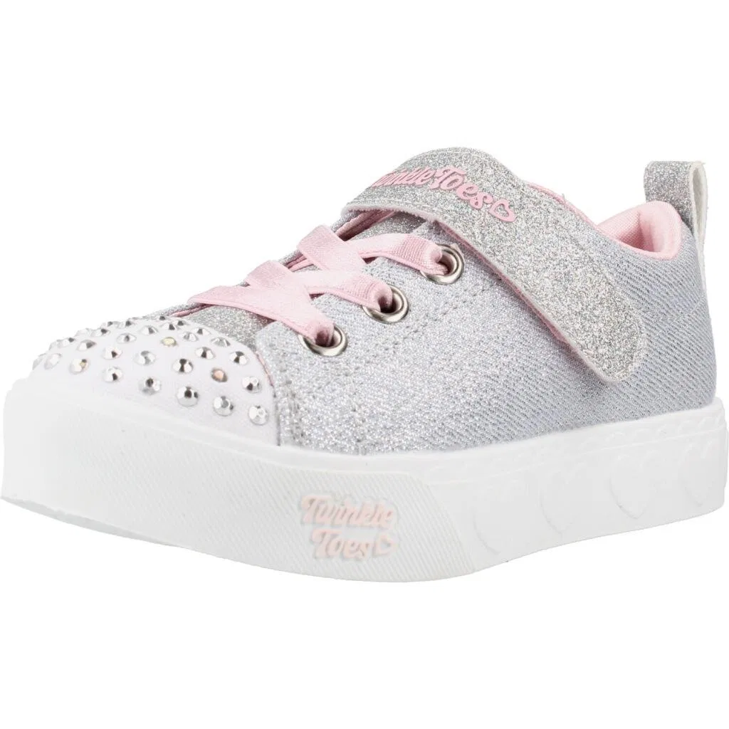Детские кроссовки с принтом Skechers Heart Steps Shimmer Sweetie, Серебряный / Розовый