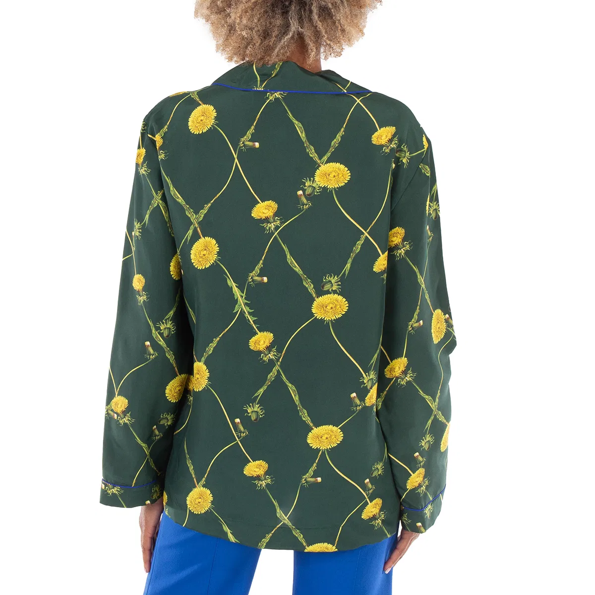 Пижамная рубашка из шелка с принтом одуванчиков Dandelion-Print Silk Pyjama Shirt Burberry, Ivy Ip Pattern — фото 3