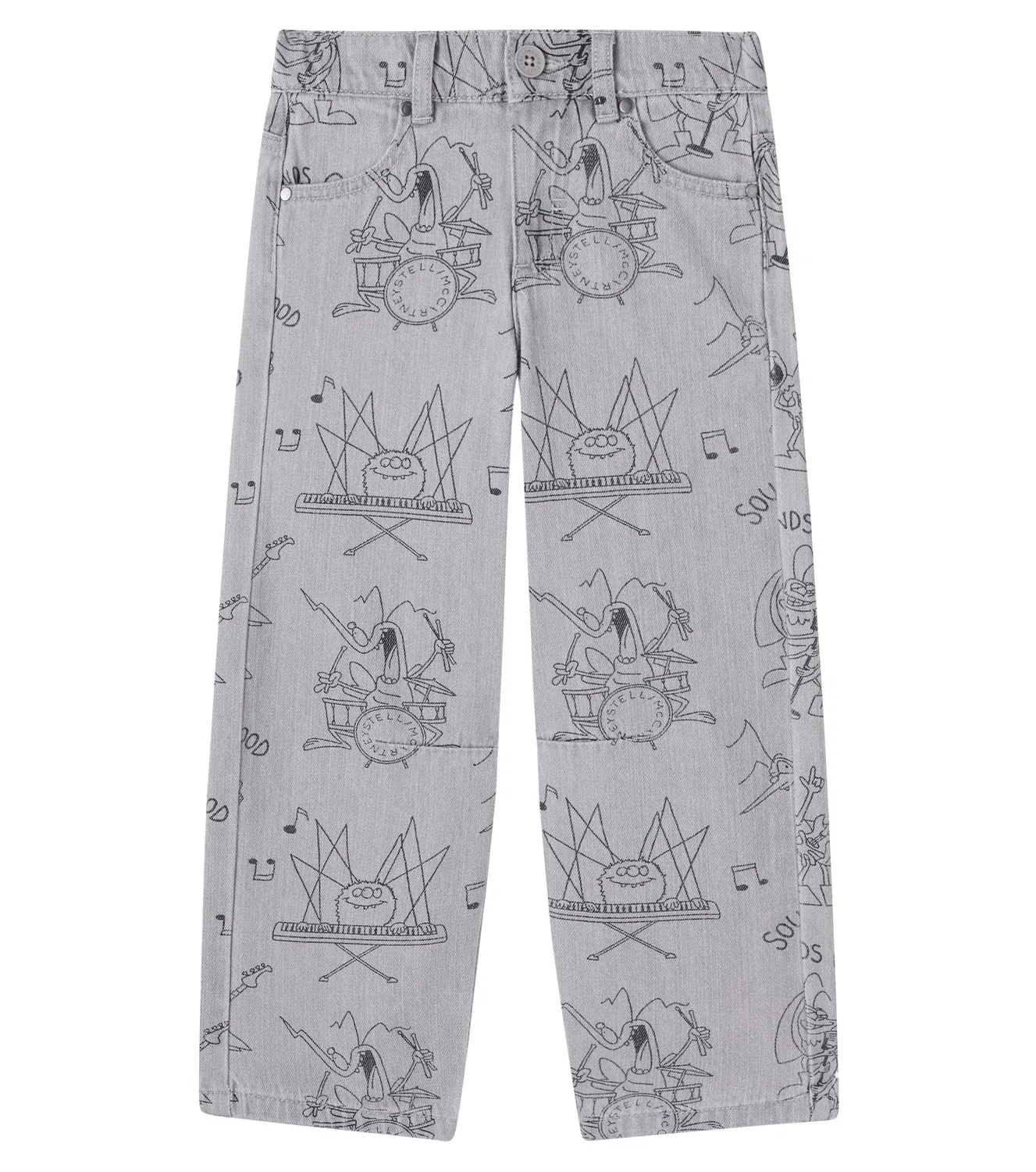 Джинсы широкого кроя с принтом Stella Mccartney Kids, серый
