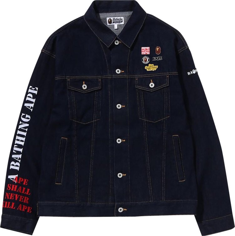 

Куртка BAPE Multi Motif Loose Fit Denim Jacket 'Indigo', синий