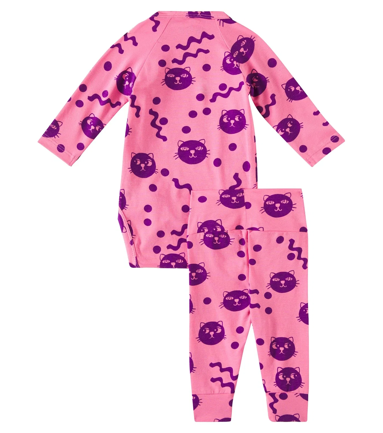 Комплект из боди и леггинсов с котятами Squiggly Mini Rodini, розовый — фото 4