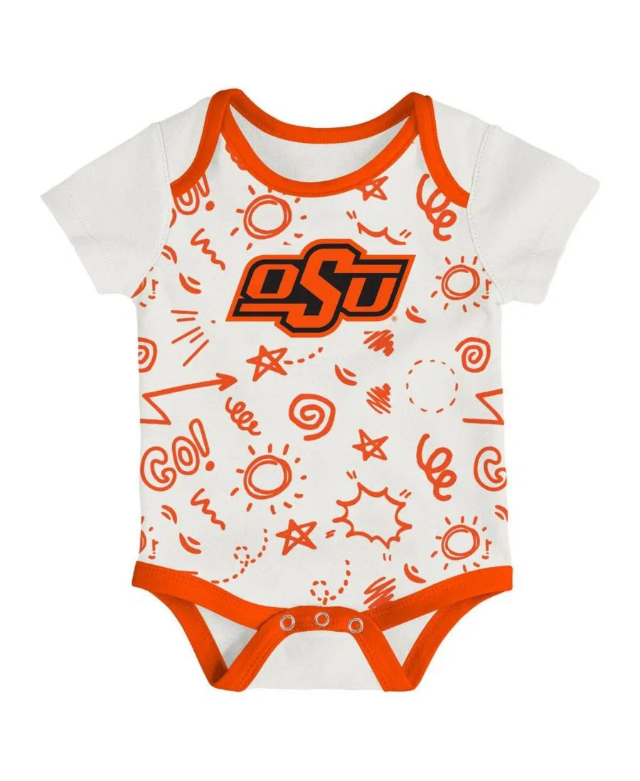 Комплект из 3 боди с коротким рукавом Oklahoma State Cowboys Outerstuff, Orange Black — фото 2