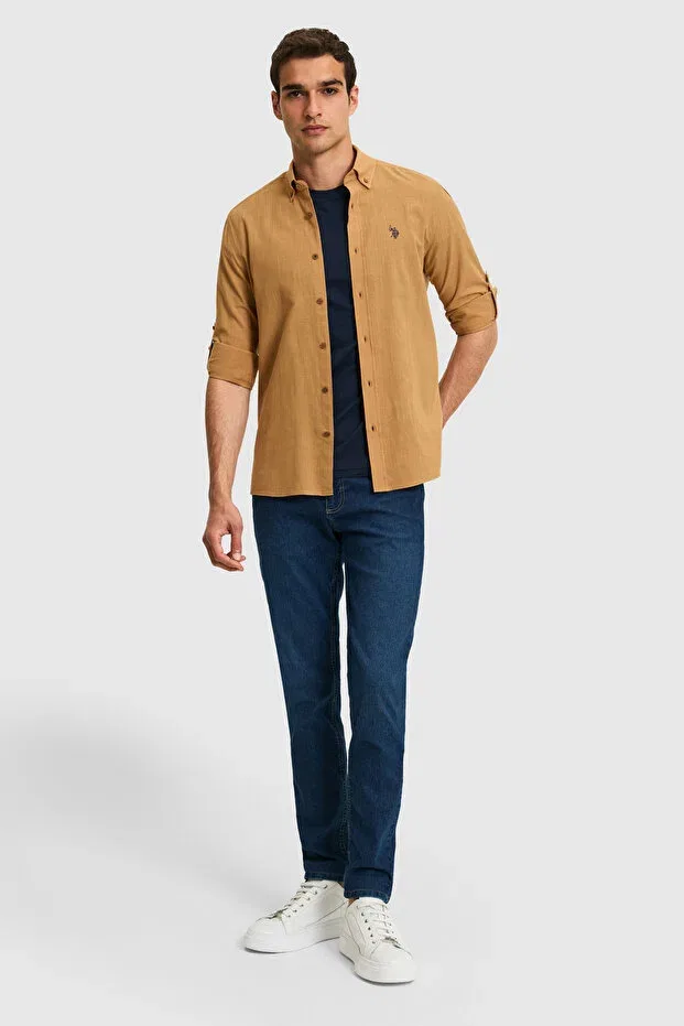 Мужская рубашка с длинным рукавом U.S. Polo Assn., Coconut — фото 4