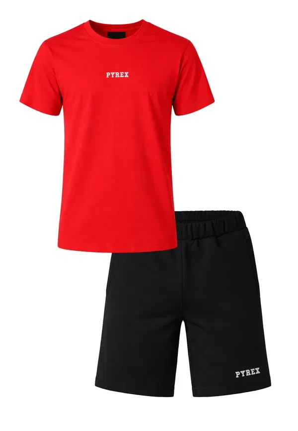 Комплект спортивных брюк и футболки с принтом Pyrex, Red, красный