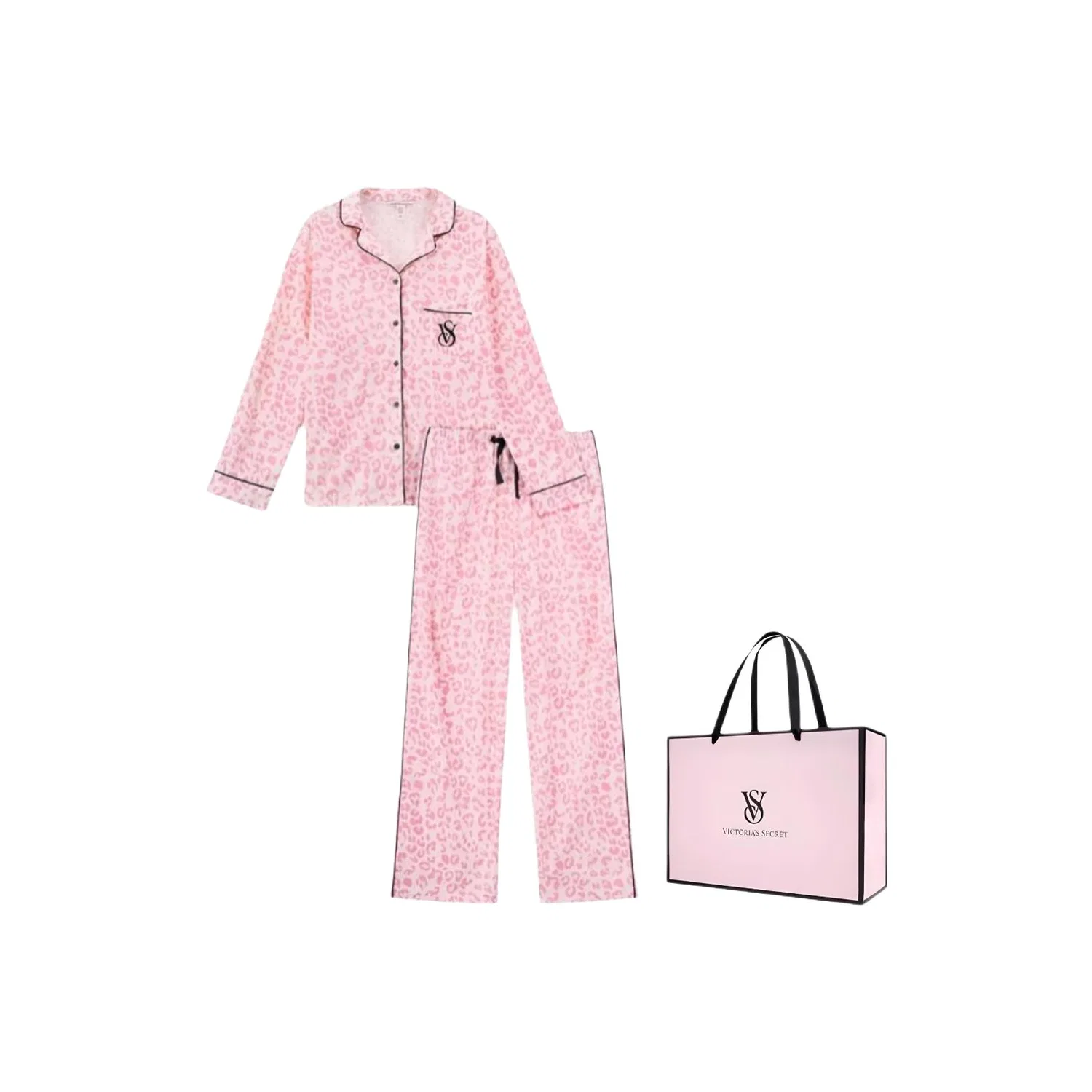 Женский комплект пижамы с принтом Pink Leopard Print, Victoria's Secret, Pink Leopard Print
