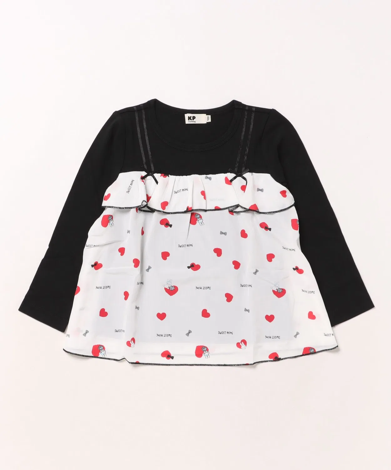 Детская туника с длинным рукавомс принтом Heart mimi KP, Off White