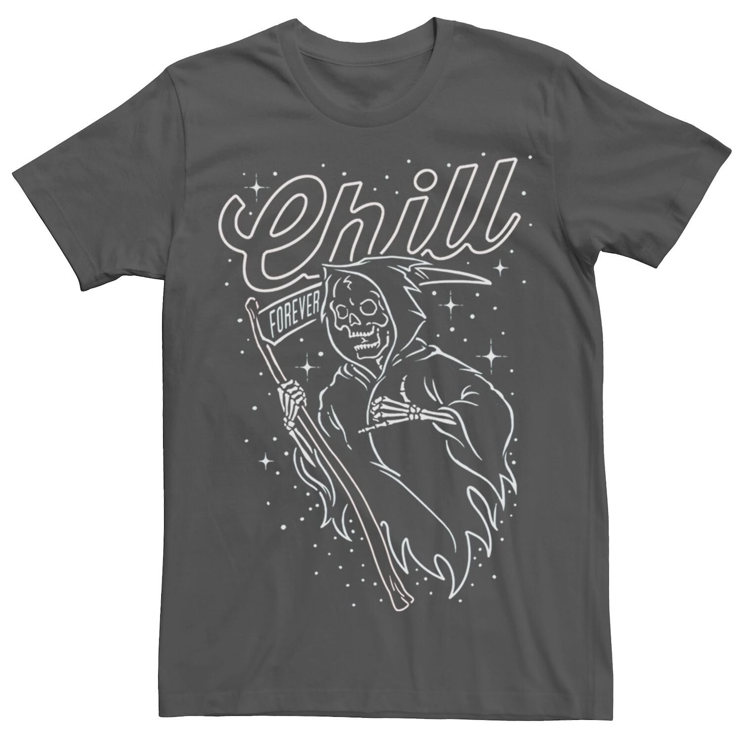 

Мужская футболка с графическим рисунком Grim Reaper Chill Line Art Портрет Licensed Character