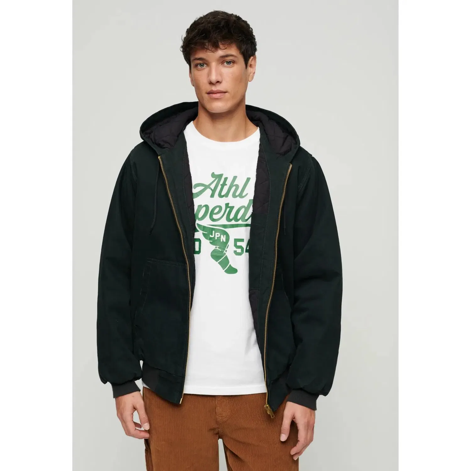 Мужская стеганая куртка-бомбер с капюшоном Surplus Superdry, Зеленый — фото 2