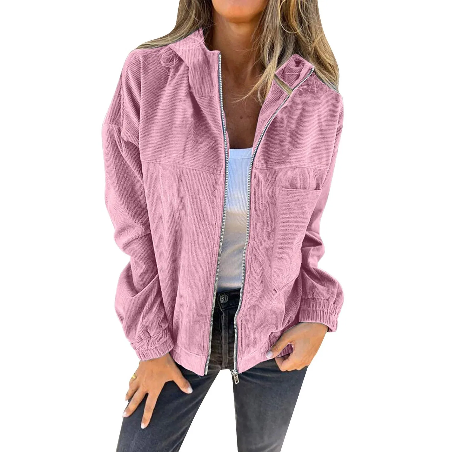 Женское пальто из вельвета с молнией Shacket Zip Up, Rosso