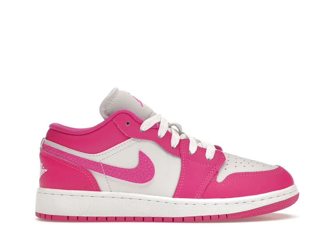 Детские кроссовки спортивные Jordan 1 Low Fire Pink (GS) Jordan, Fire Pink/White/Iris Whisper