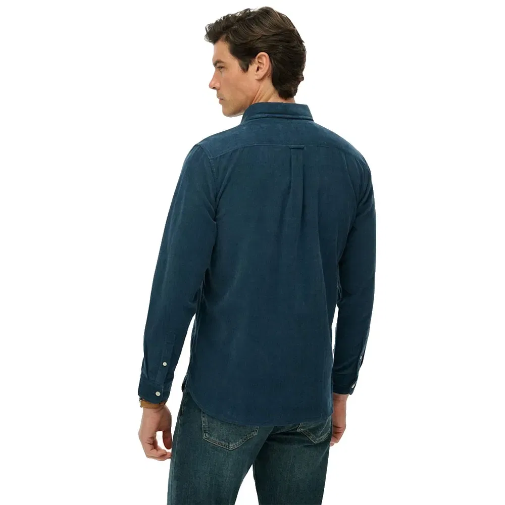 Мужская рубашка с длинным рукавом из вельвета Classic Needle Cord Superdry, Blue — фото 2