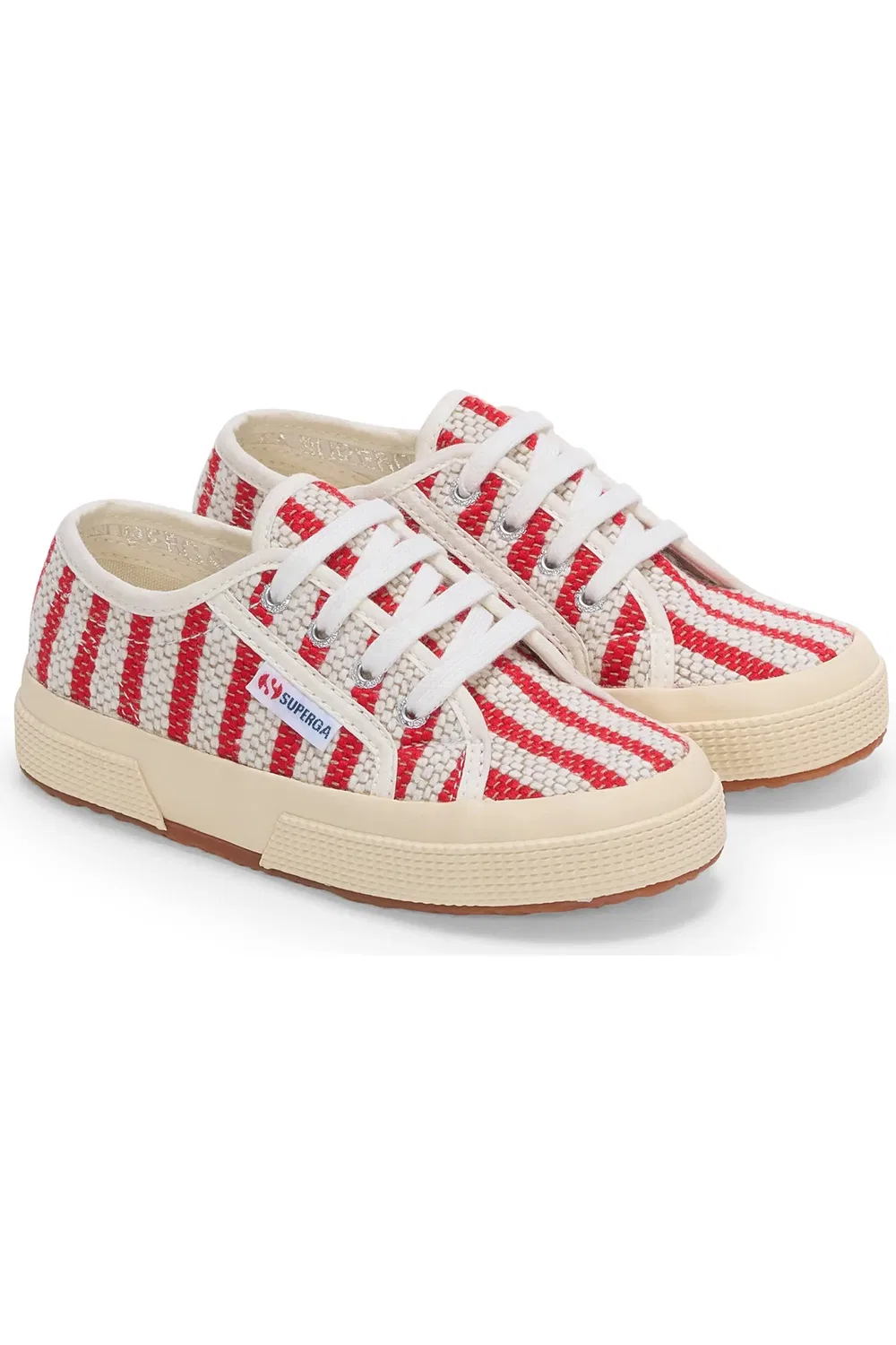 Кеды детские на шнуровке из хлопка 2750 Superga, красно-белый — фото 2