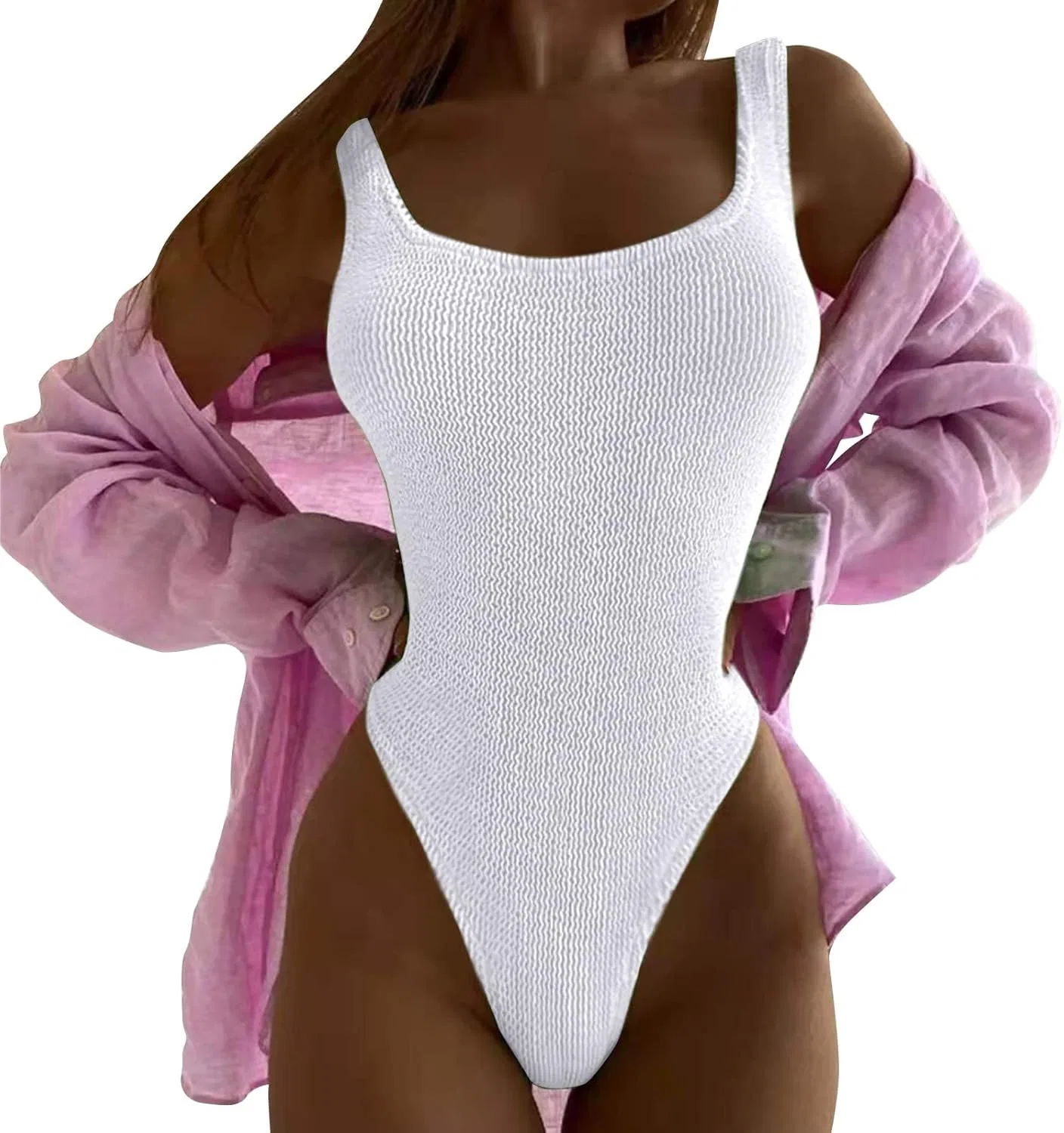 Женский цельный купальник с контролем живота Generic, White