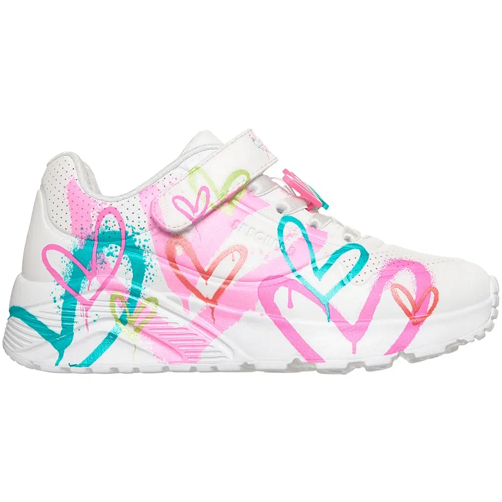 Детские кроссовки для девочек Skechers Uno Lite Heart Status, White