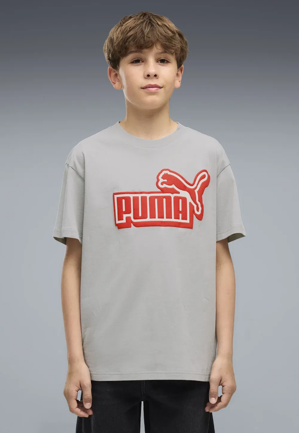 Футболка Essentials Logo Lab с графическим принтом в свободном стиле Puma, Gray Echo — фото 2