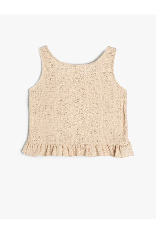 Детская майка для девочек текстильная Athlete strap textured round neck Koton, Ecru — фото 2