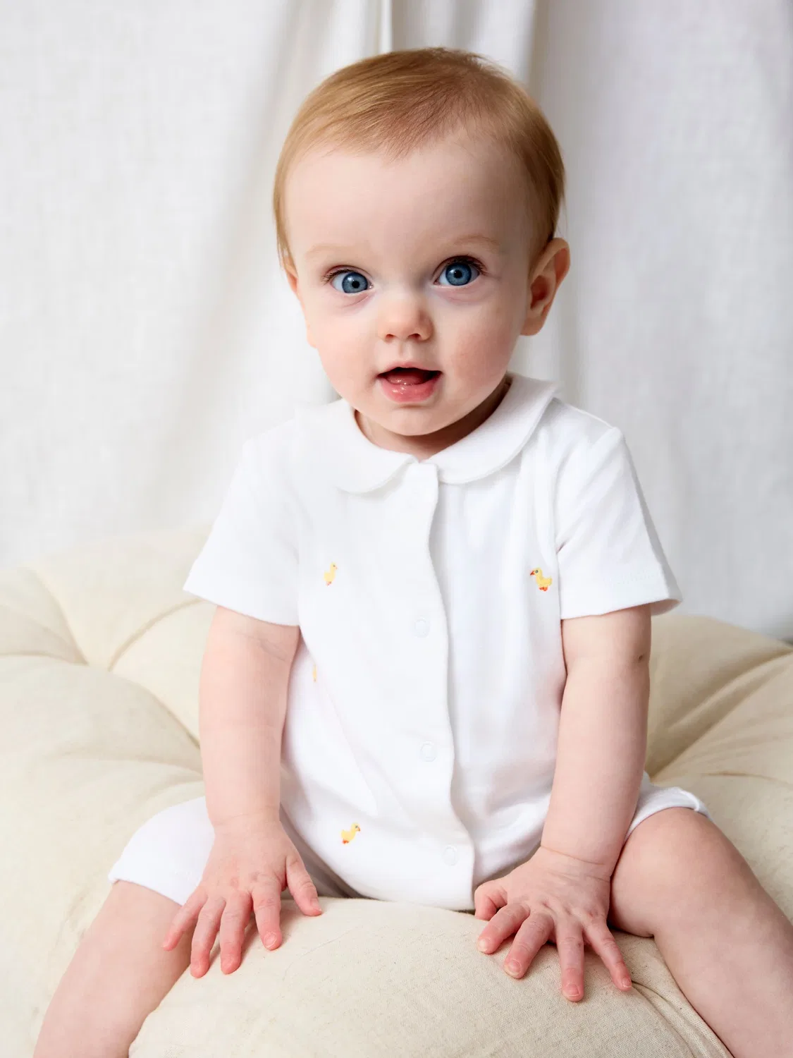 Слип с коротким рукавом, с вышивкой утенок Jojo Maman Bébé, белый