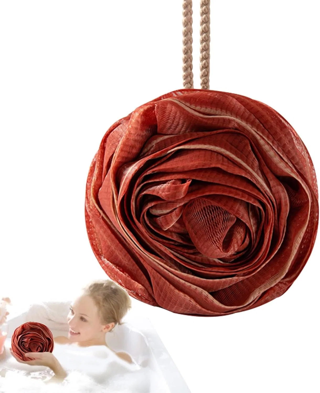 Мочалка-шар банная, Generisch, 13x8 см, Рот