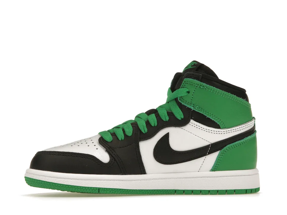 Детские кроссовки высокие с принтом Jordan 1 Retro High OG Lucky Green Jordan, Black/Lucky Green White — фото 3