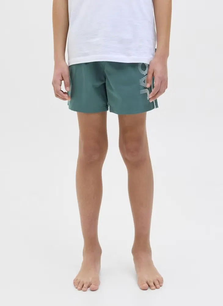 Jack & Jones Junior Шорты для плавания с логотипом, зеленый