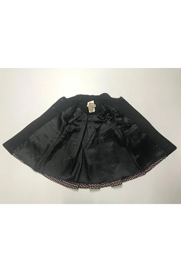 Детское пальто для девочек с принтом Winter collared lined hat buttoned pocket square patterned Baby Slon Kids Clup, Pink-Black — фото 2