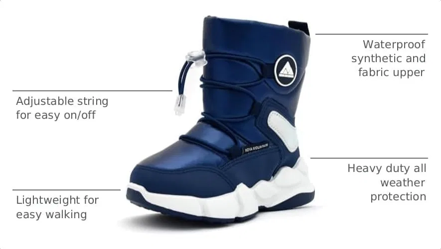 Детские зимние снежные ботинки Nova Mountain для мальчиков и девочек Nova Footwear, Navy — фото 3