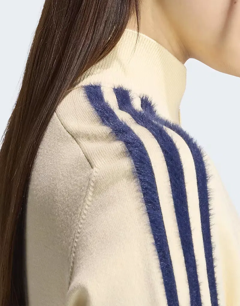Вязаная спортивная куртка Adidas Originals Firebird в теплом ванильном/ночном индиго цвете — фото 2