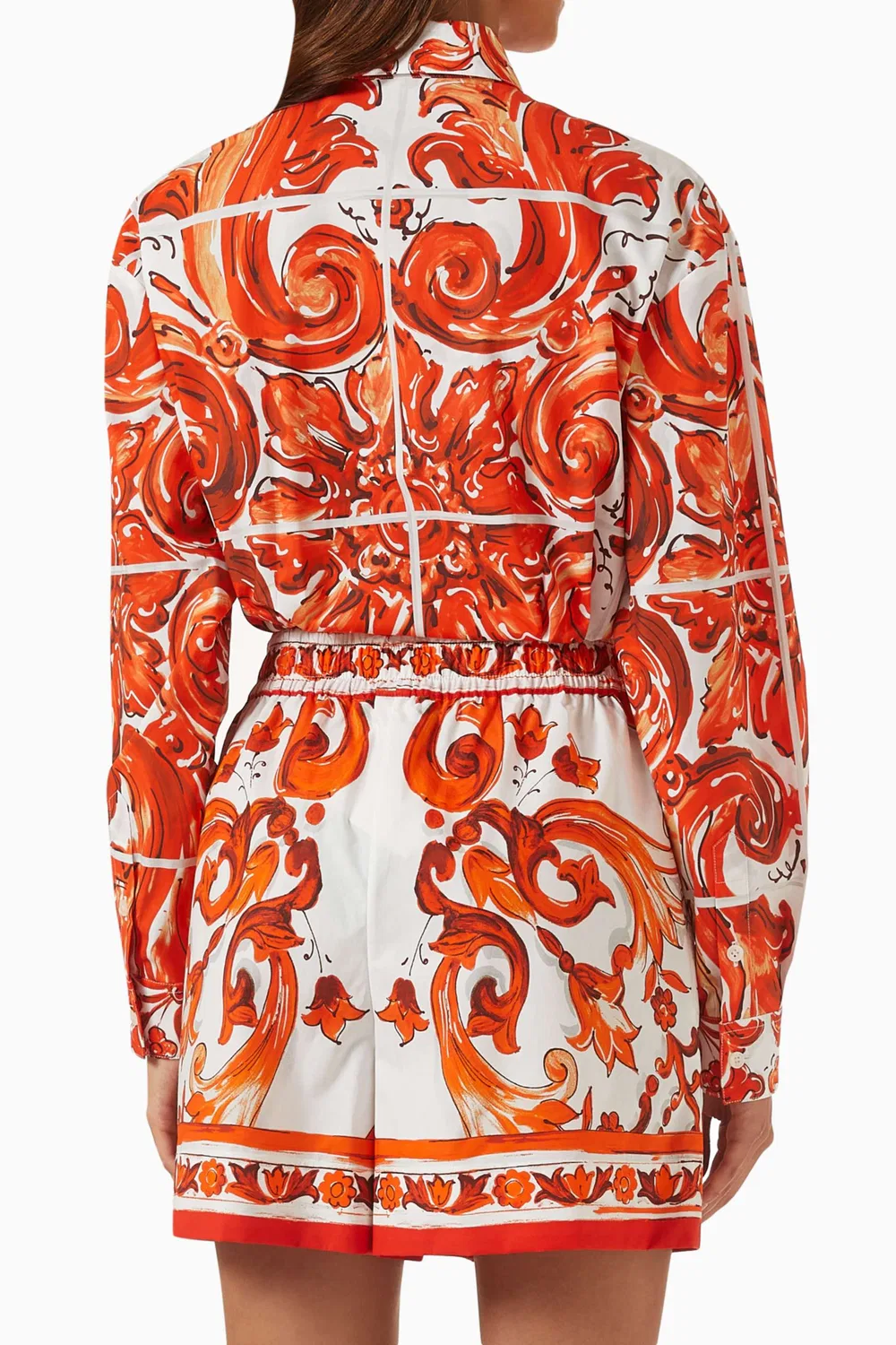Рубашка с принтом Majolica из хлопкового поплина Dolce & Gabbana — фото 3