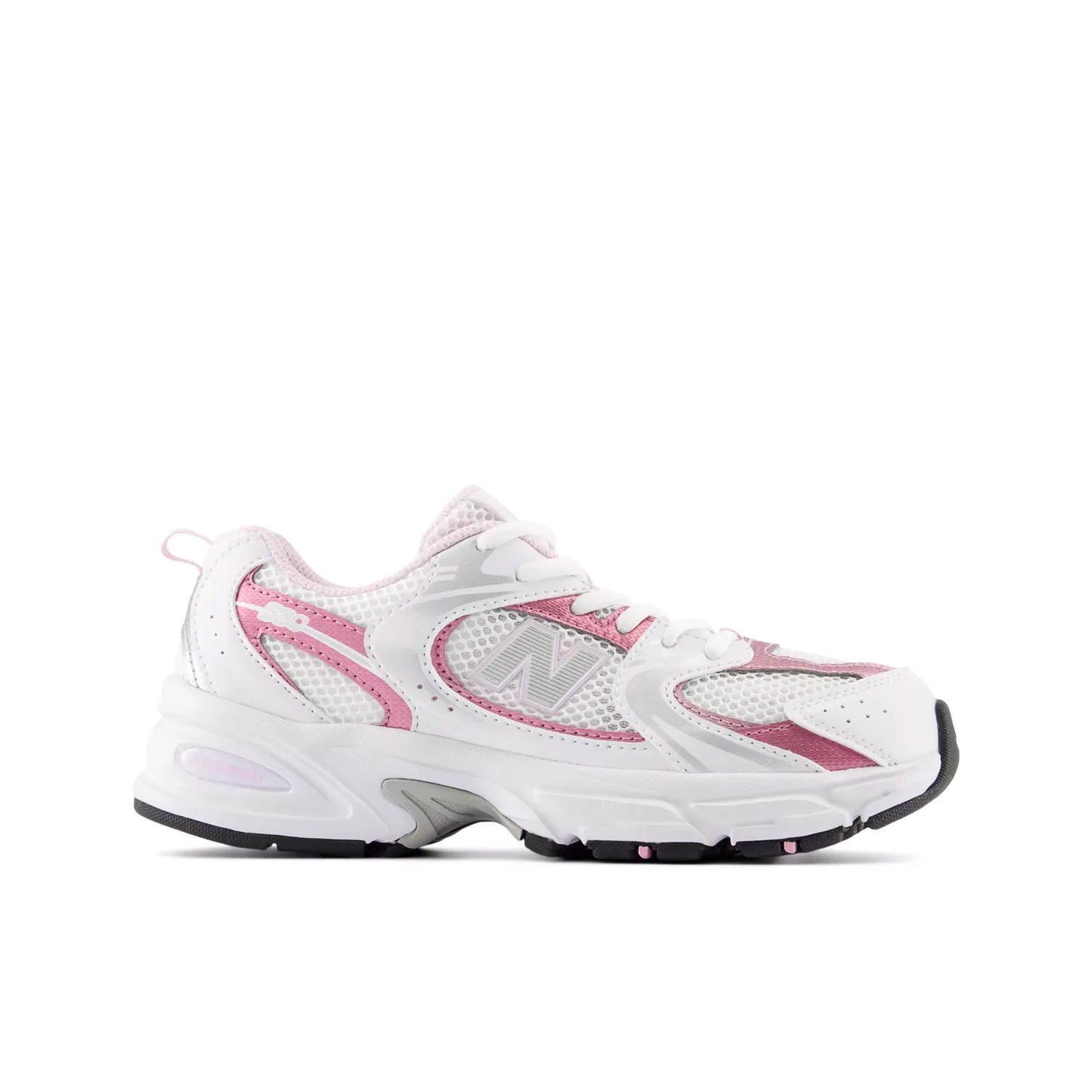 Детские кроссовки на шнуровке 530 Lace New Balance, White With Pink Sugar