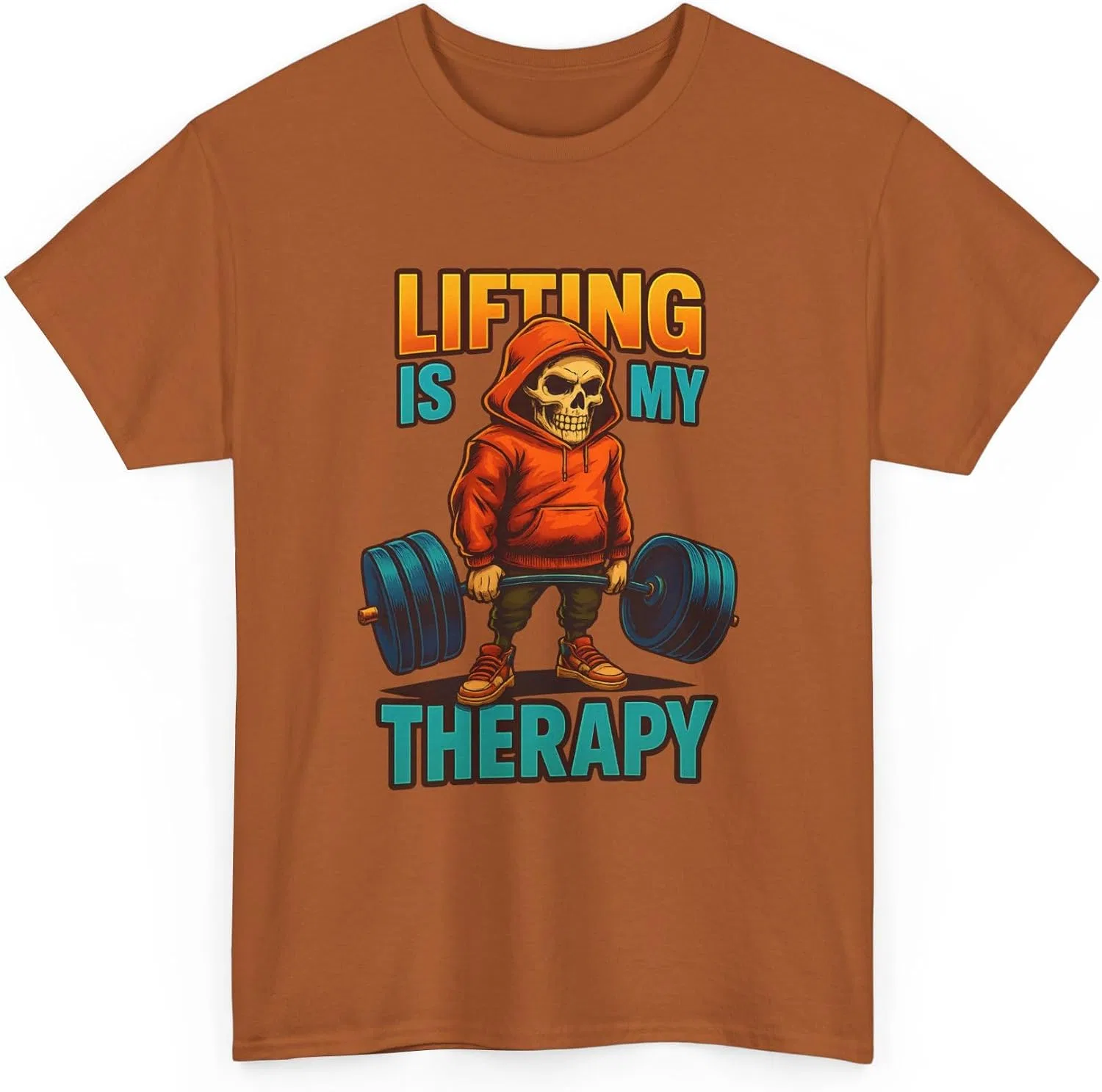 Мужская футболка с принтом Lifting Is My Therapy, Texas Orange — фото 2