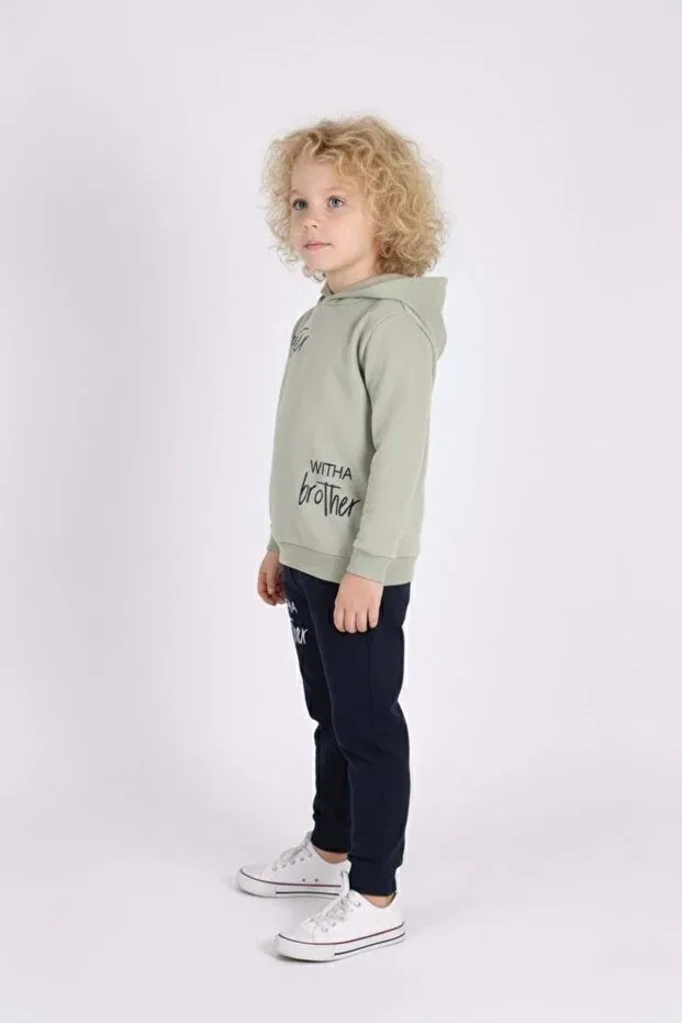 Детский спортивный костюм с принтом Printed men's hooded kids tracksuit mnk0627 Mnk Baby&Kids, Haki