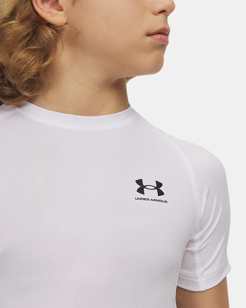Футболка с коротким рукавом быстросохнущая HeatGear Armour UnderArmour, White/Black — фото 3