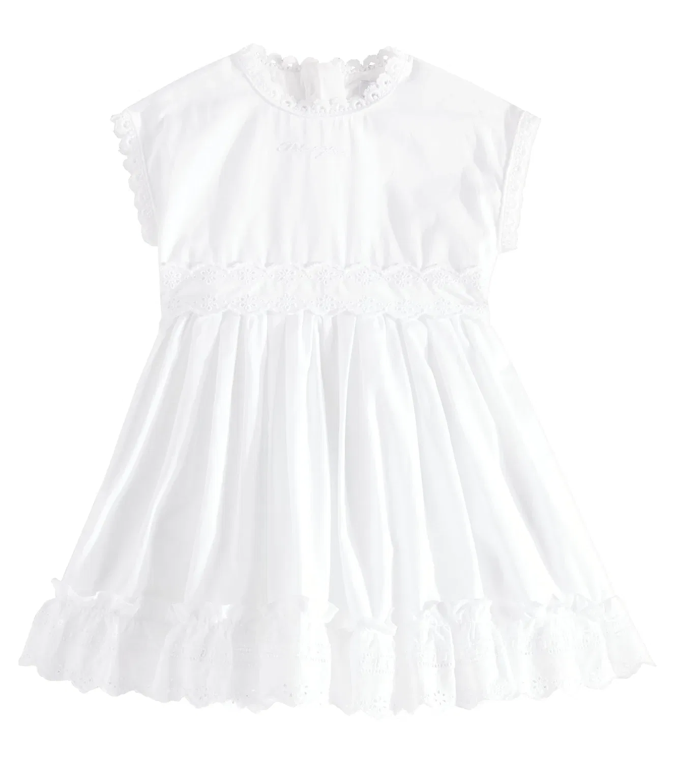 Нарядное платье из хлопка с вышивкой Dolce&Gabbana Kids, белый