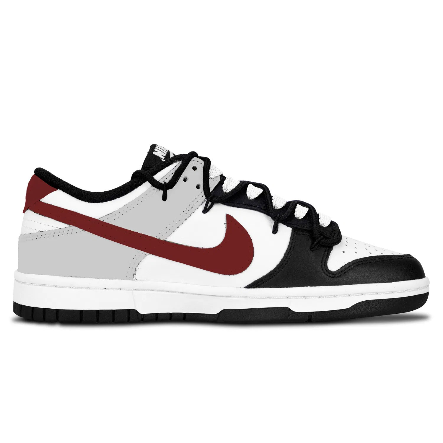 Детские низкие кроссовки для скейтбординга из кожи Nike Dunk Skateboard Shoes, Gray Red — фото 3