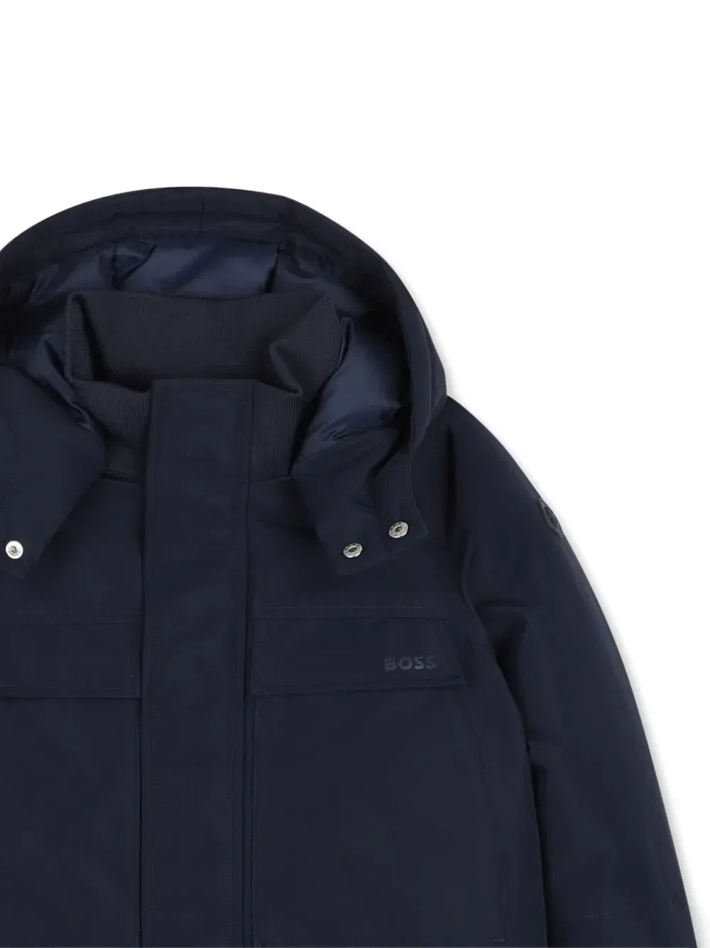 Парка с капюшоном и карманами Boss Kidswear, синий — фото 3