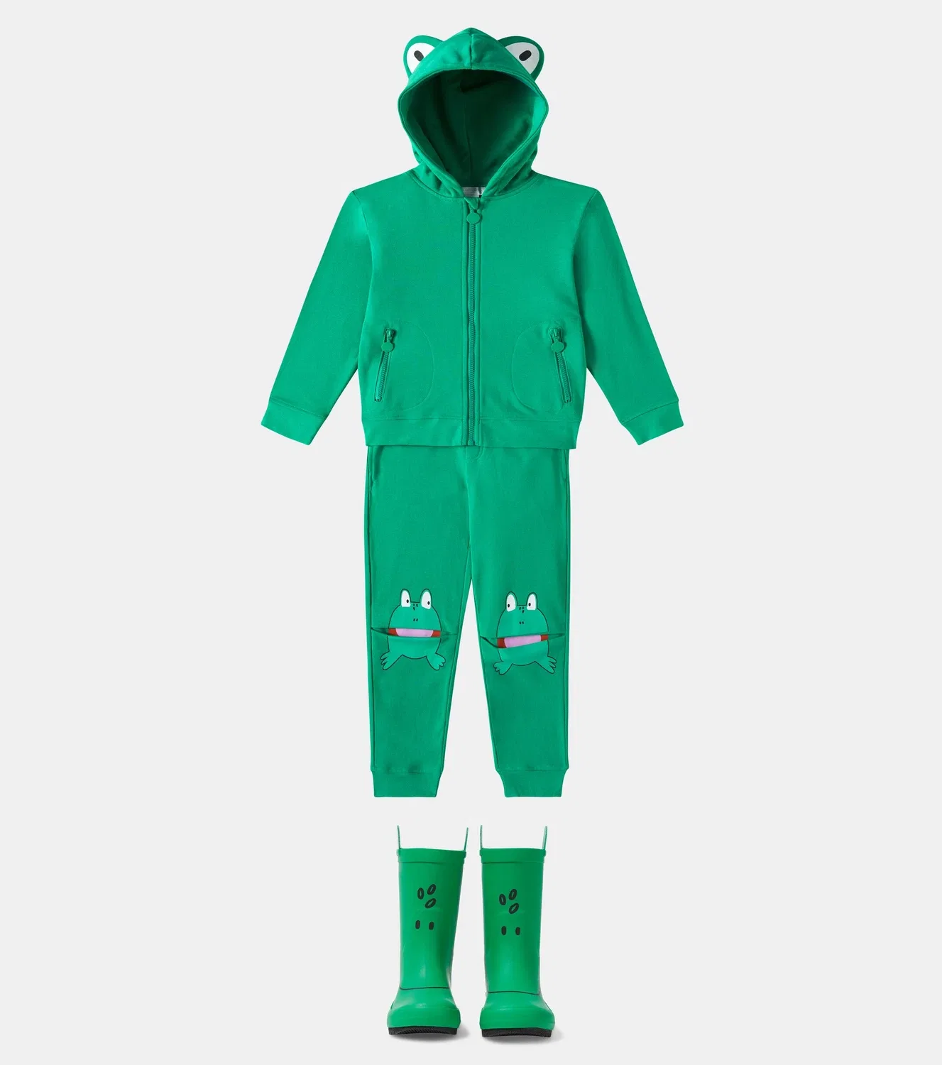 Комплект из хлопка и флиса Stella Mccartney Kids, зеленый — фото 2
