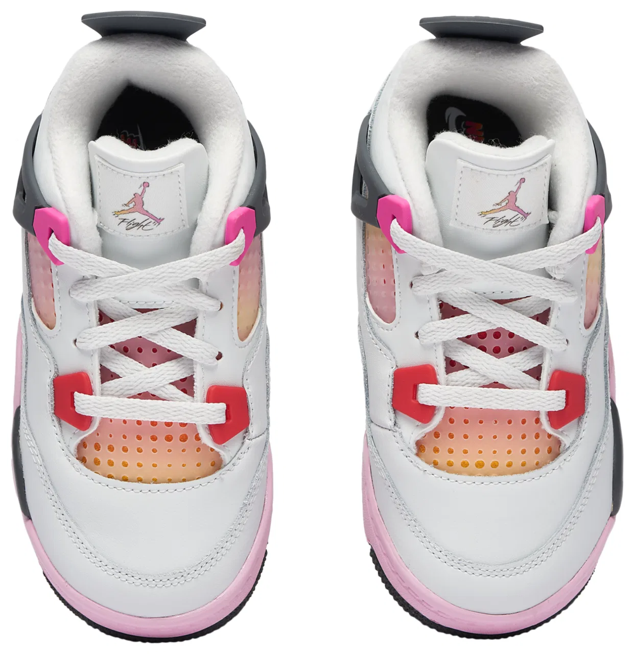 Детские кроссовки для девочек с верхом из кожи и нубука Jordan Retro 4 Jordan, Off White/Gray/Pink — фото 4