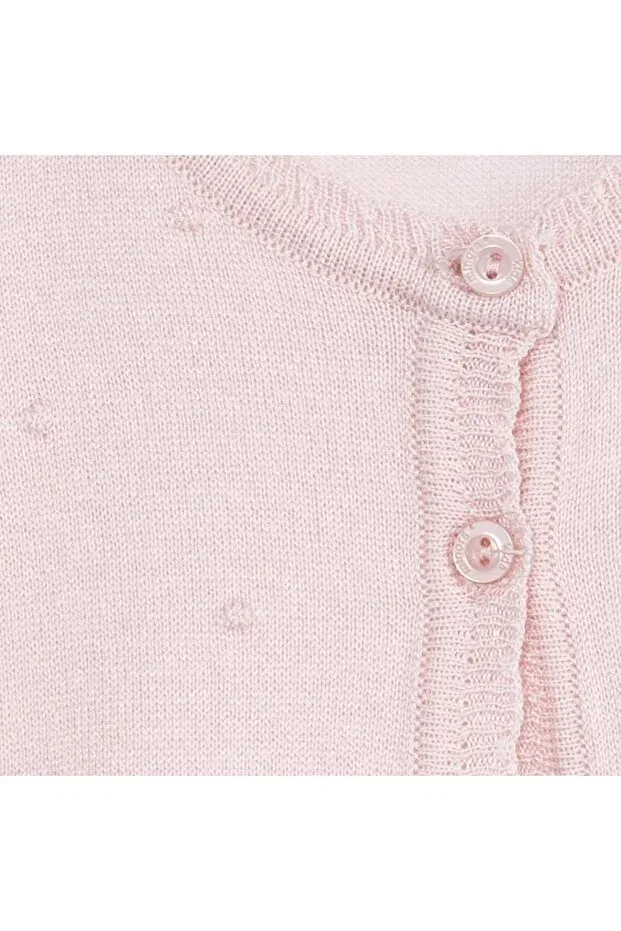 Детский кардиган для девочек хлопковый Pompom Cardigan Minora, Powder — фото 3