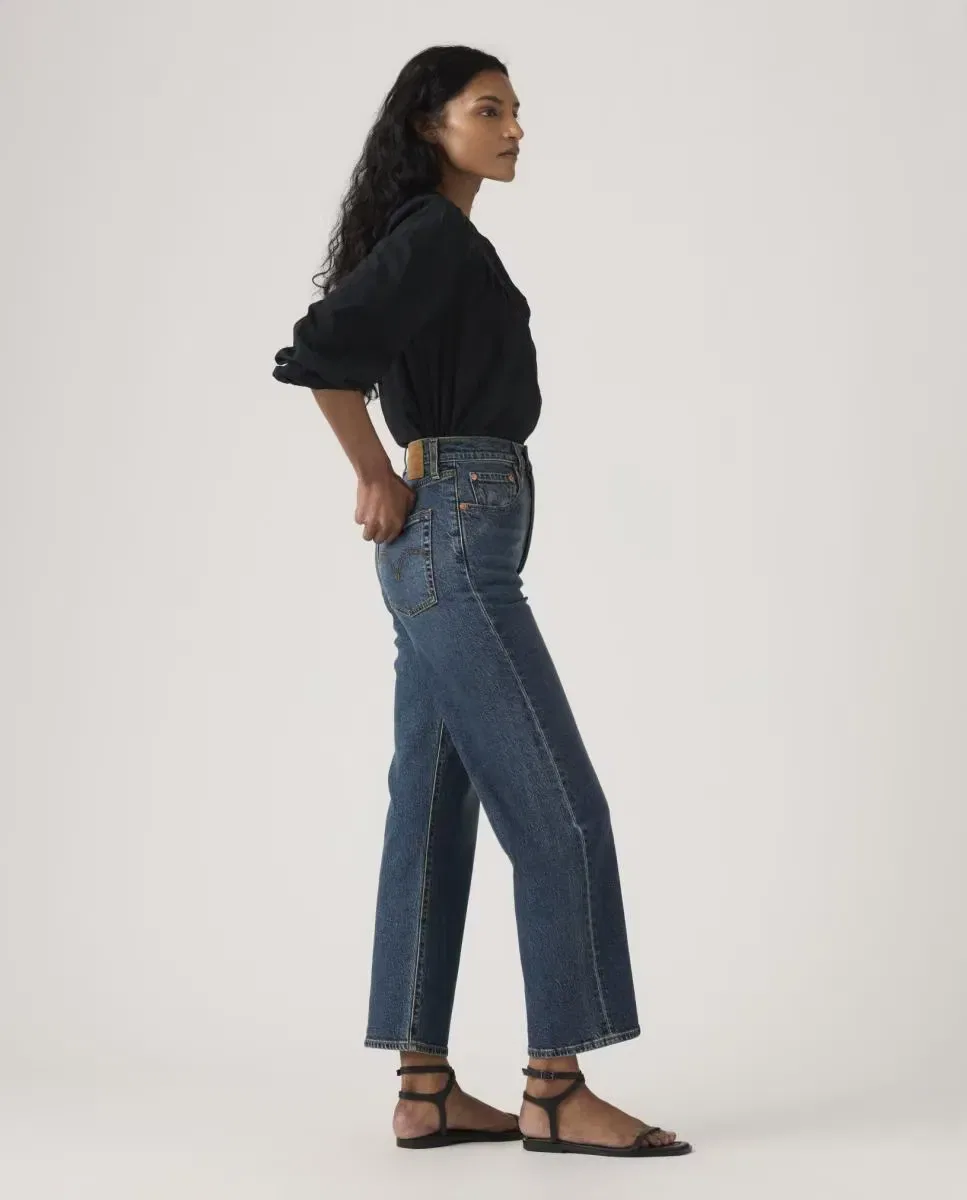 Женские джинсы прямого кроя с потертостями Ribcage Straight Ankle Levi's, Azul — фото 4