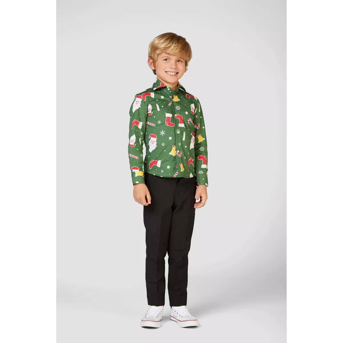 Детская рубашка с длинным рукавом с принтом OppoSuits, Green — фото 3
