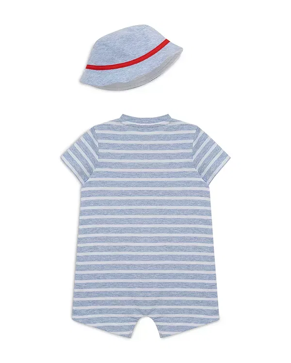 Детский комплект комбинезона и шапочки с принтом Baseball Romper & Hat Set Little Me, синий — фото 2