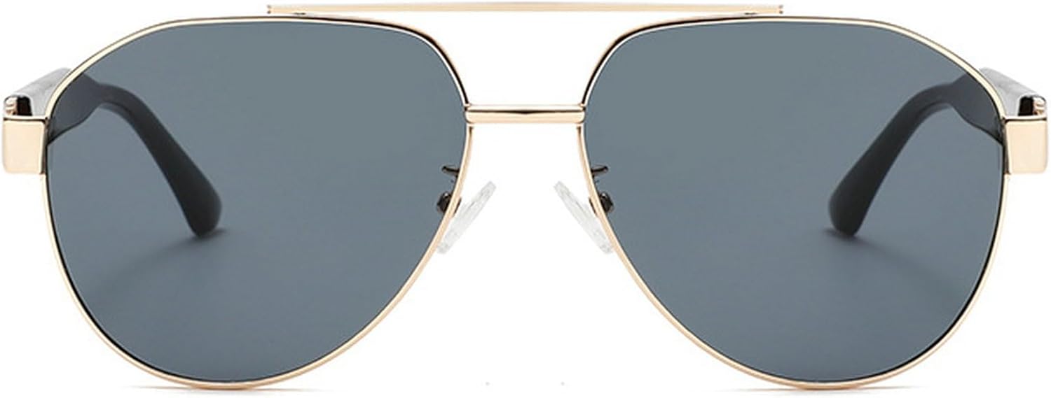 

Винтажные солнцезащитные очки-пилот для женщин и мужчин, модные ретро-очки с двойной перемычкой, круглые солнцезащитные очки, стильные овальные солнцезащитные очки mincl, Black