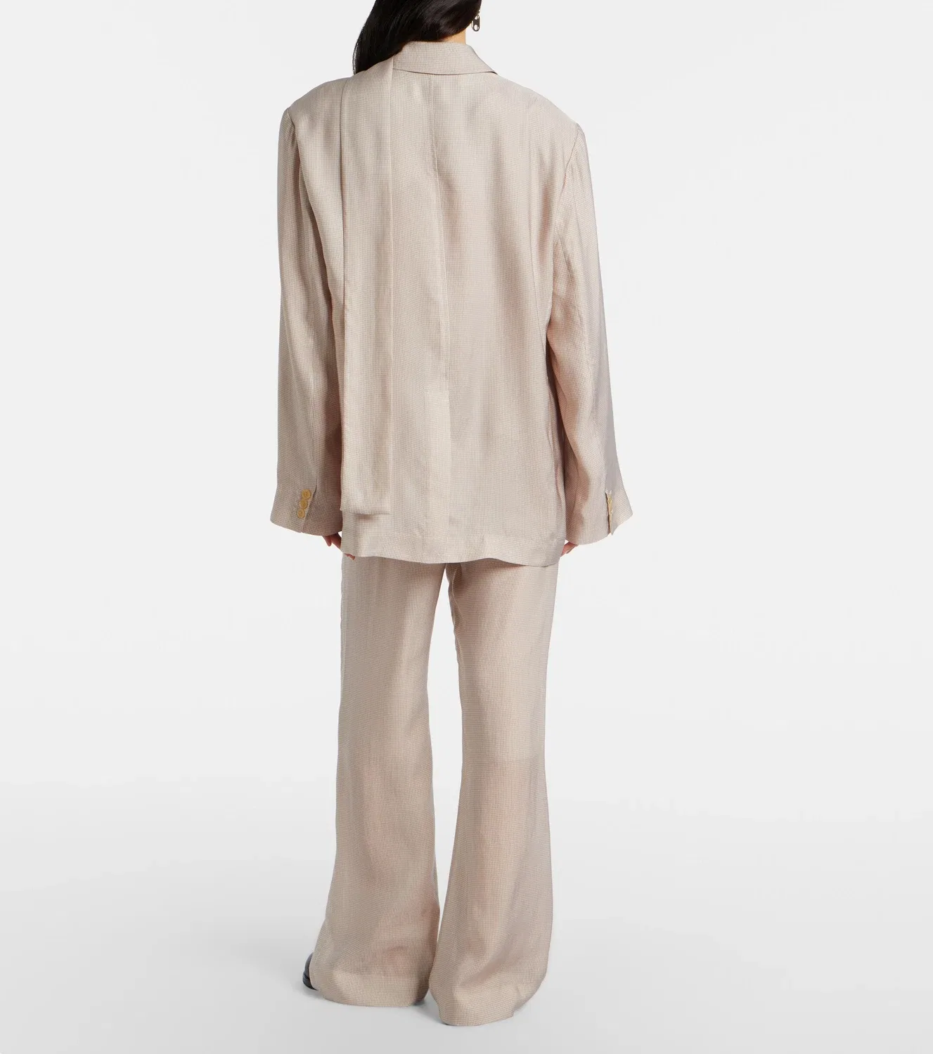Широкие брюки из твила в клетку Acne Studios, бежевый Multi — фото 3