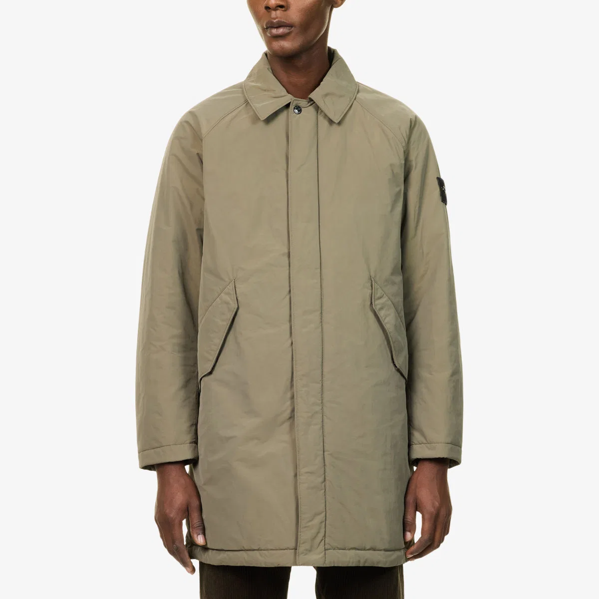 Удлиненное стеганое пальто из микротвила Stone Island, зеленый — фото 3