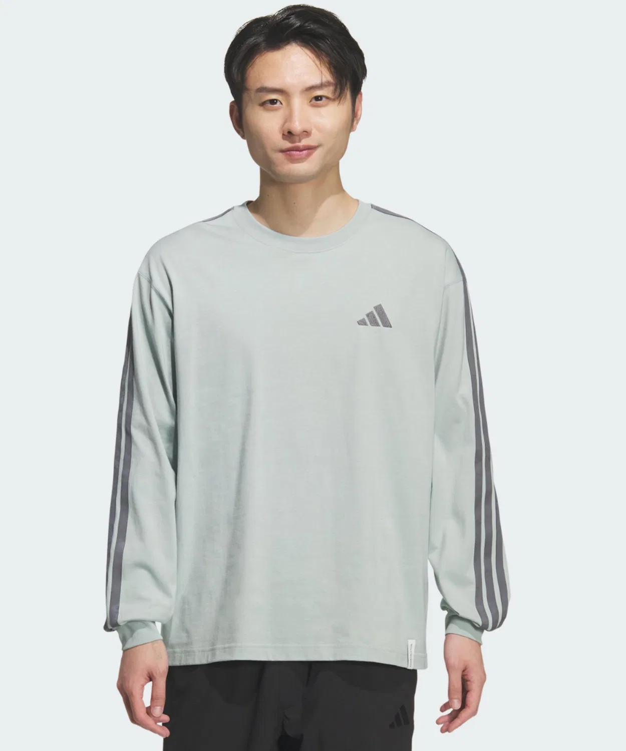 Мужская футболка с длинным рукавом свободного кроя, с тремя полосами Adidas, Green