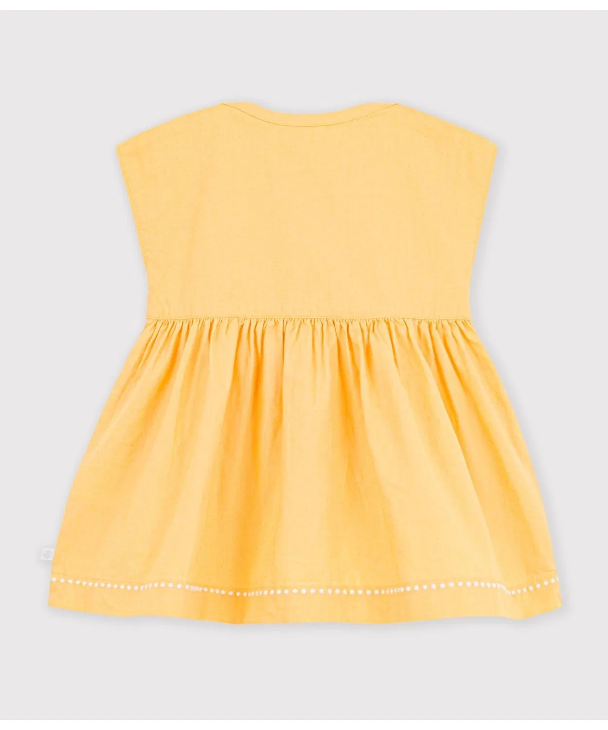 Детское платье из хлопка и льна с коротким рукавом PETIT BATEAU, Желтое — фото 2