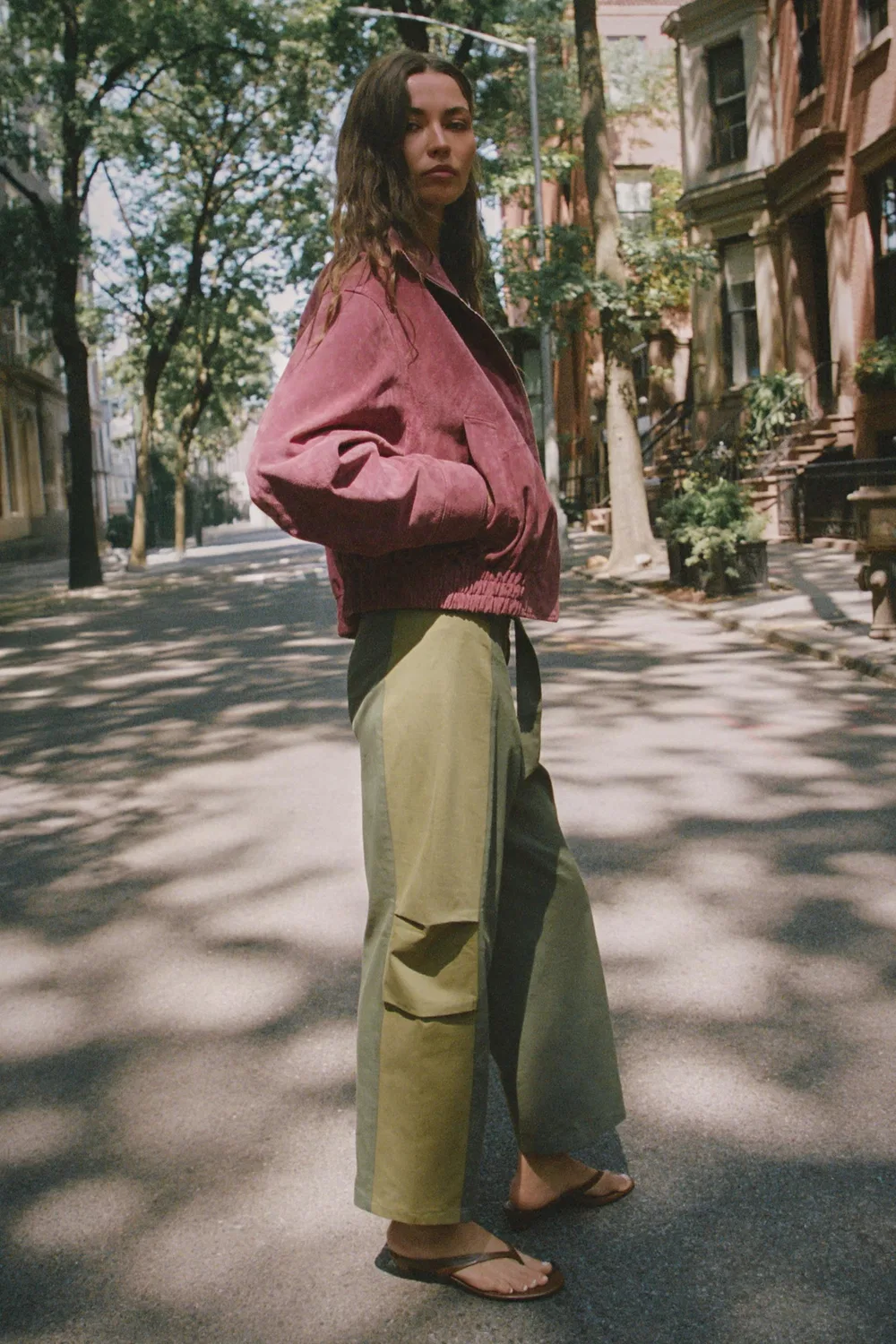Брюки контрастного цвета ZARA, Light beige — фото 4