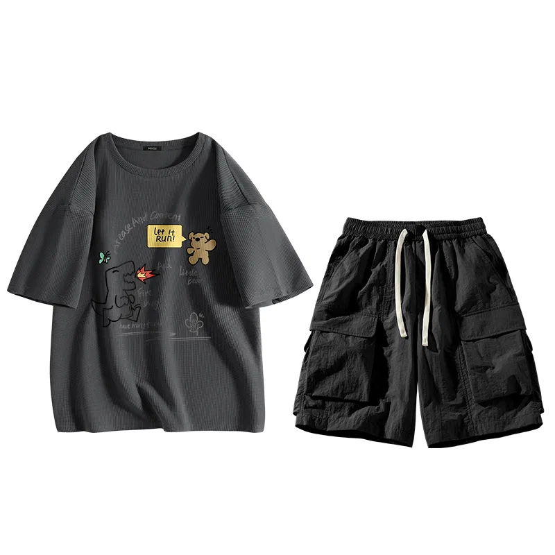 Детский комплект спортивной одежды без рукавов MINISO, Dark Gray (Large Hand-Drawn Line) + Black